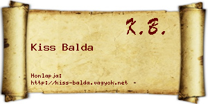 Kiss Balda névjegykártya